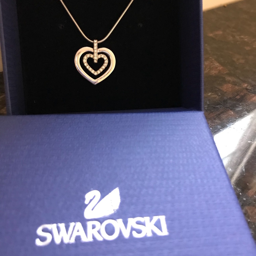 Swarovski crystal double heart necklace